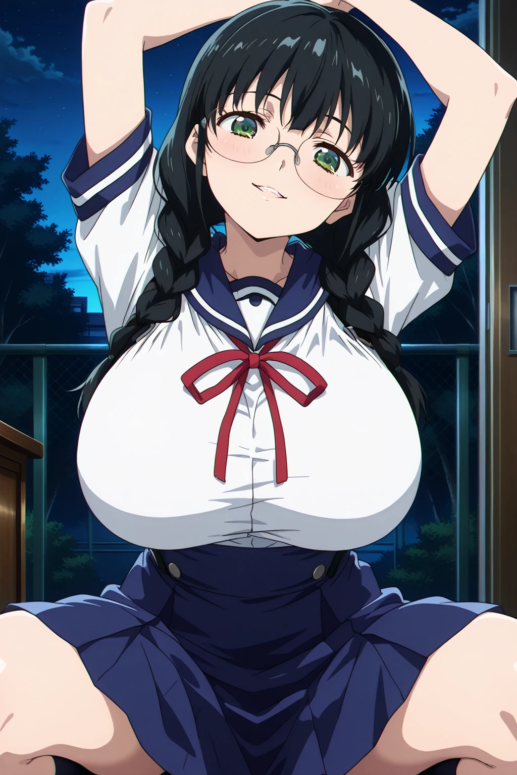 ((Upper body close-up:1.4))、(huge breasts:1.9),Anna Yamada,Surprised face、(naked:1.9)、(Are standing)、(in library room)、Bookshelf、(Wearing a collar:1.5)、Earrings、Earrings、bracelet,(Delicate facial features:1.5)、(masterpiece, Highest quality, High resolution, Super detailed, 8K, 4K),(Put your hands behind your head:1.5),ponytail,ヘソEarrings,(Beautiful Face:1.5),navel piercing,(Steam coming out of the sides:1.5),(nsfw)、My body is wet、Show off your armpits,Spread Armpit、Absurd、Highest quality, (Volupture:1.5)、Wearing glasses,Focus on boobs、Round Breasts