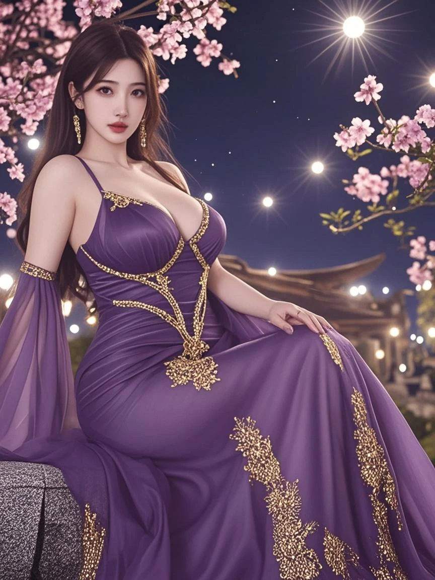 Malaysian magical princess, beautiful, extremely detailed silk dress, large breasts