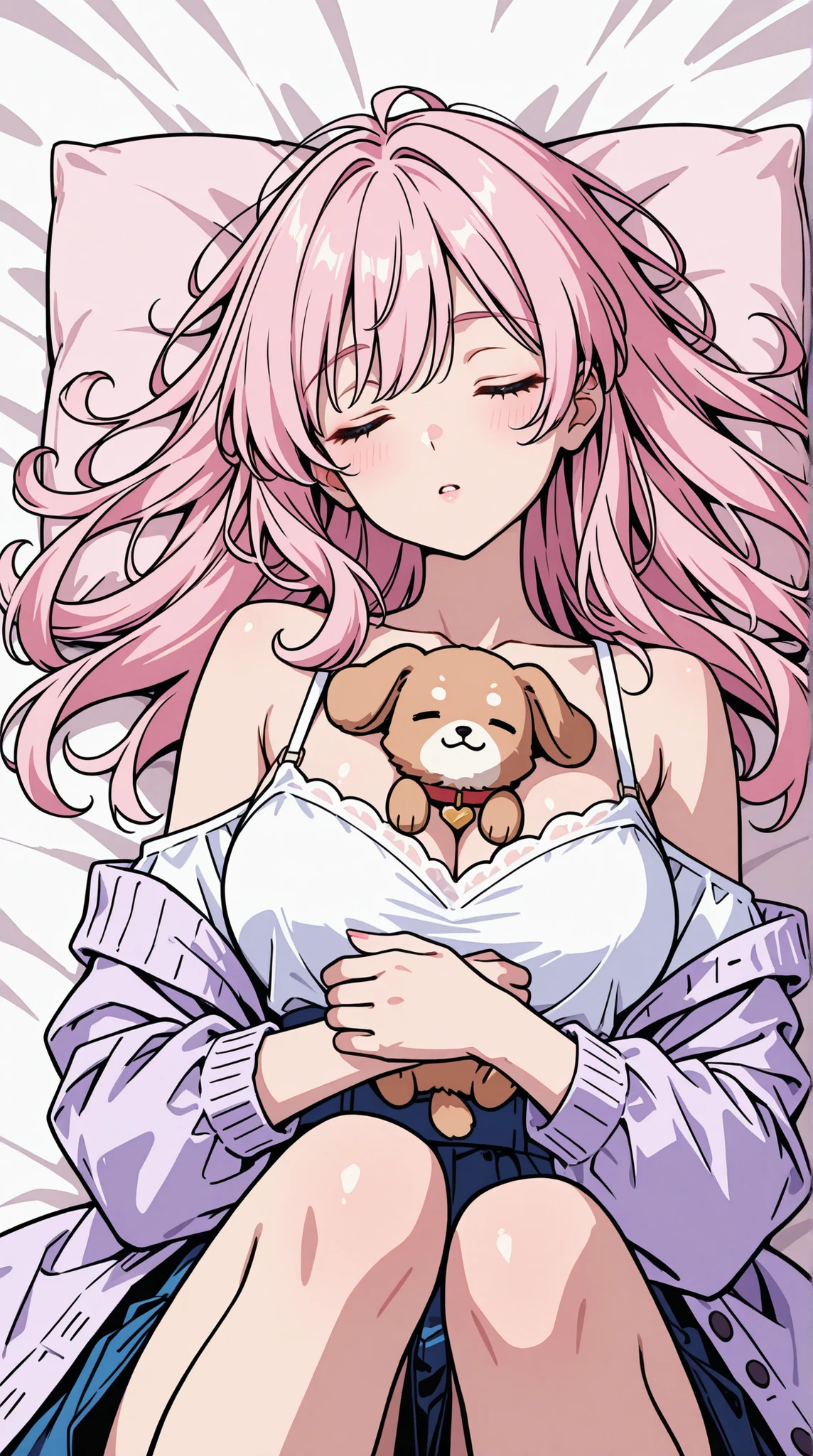 womanhood, Puppy sleeping on her chest, 