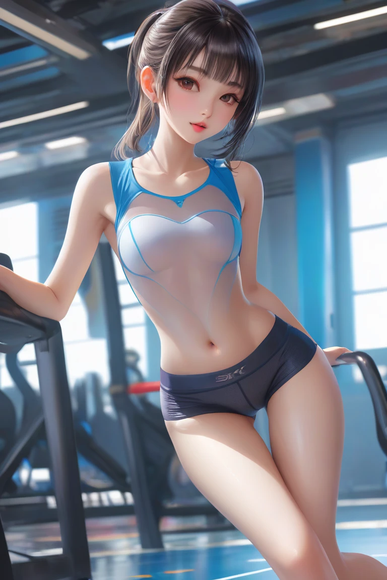 ((highest quality)), ((masterpiece)), (be familiar with), perfect face gym clothes
