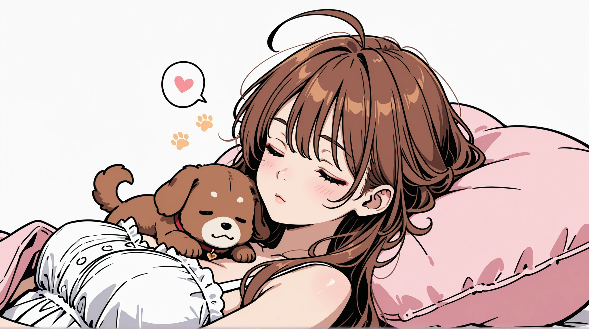 womanhood, Puppy sleeping on her chest, 