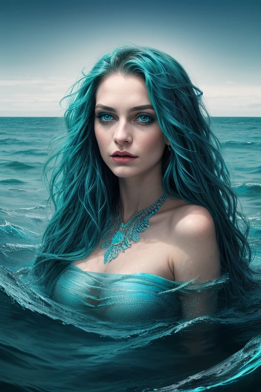 She is a beautiful water spirit, the spirit hair is flowing and transparent blue, it looks like a waterfall, the eye color is aquamarine, reflecting the depth of the sea. It is surrounded by a gentle mist and has a fantastic and enchanting appearance. Water Spirit's skin is glowing and glowing with a soft blue hue, Water Spirit gentle and seductive, photorealistic, masterpiece, highest quality, super detailed, HDR, 8K