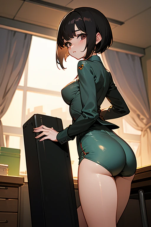 Under the legend,Chara,teenage girl,Sexy,green,short crop top,hot pant,with short brown hair,Blushed,Underwear model,lust,Hand repair,detail,X-rated, Clothes are,HD,no underwares,Smile, TV show,Buttocks raised,stick out your tongue,Playful,back shadow,hips close,cleanness,Sweaty legs