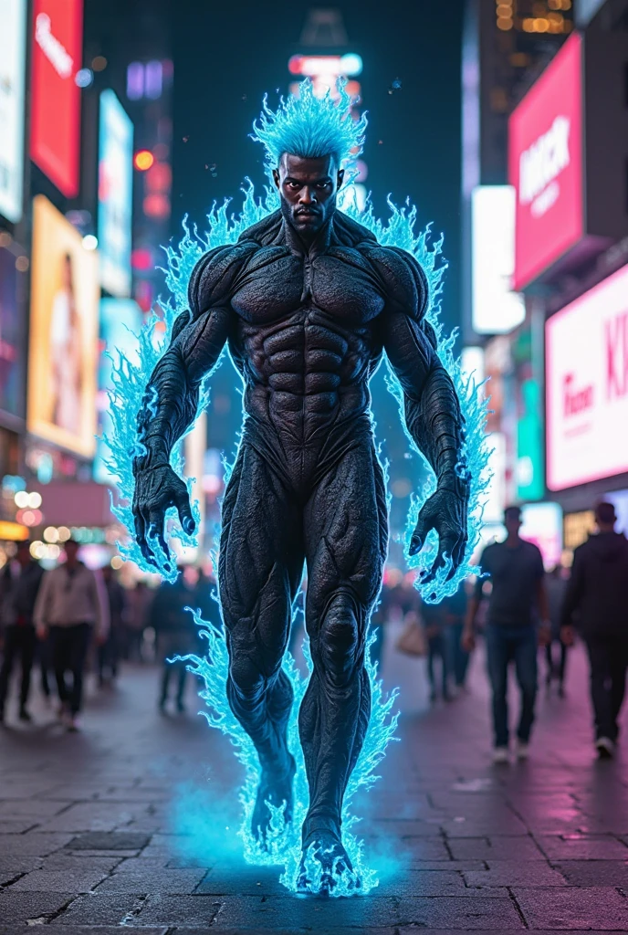 Picture a lightning man attacking a city.
