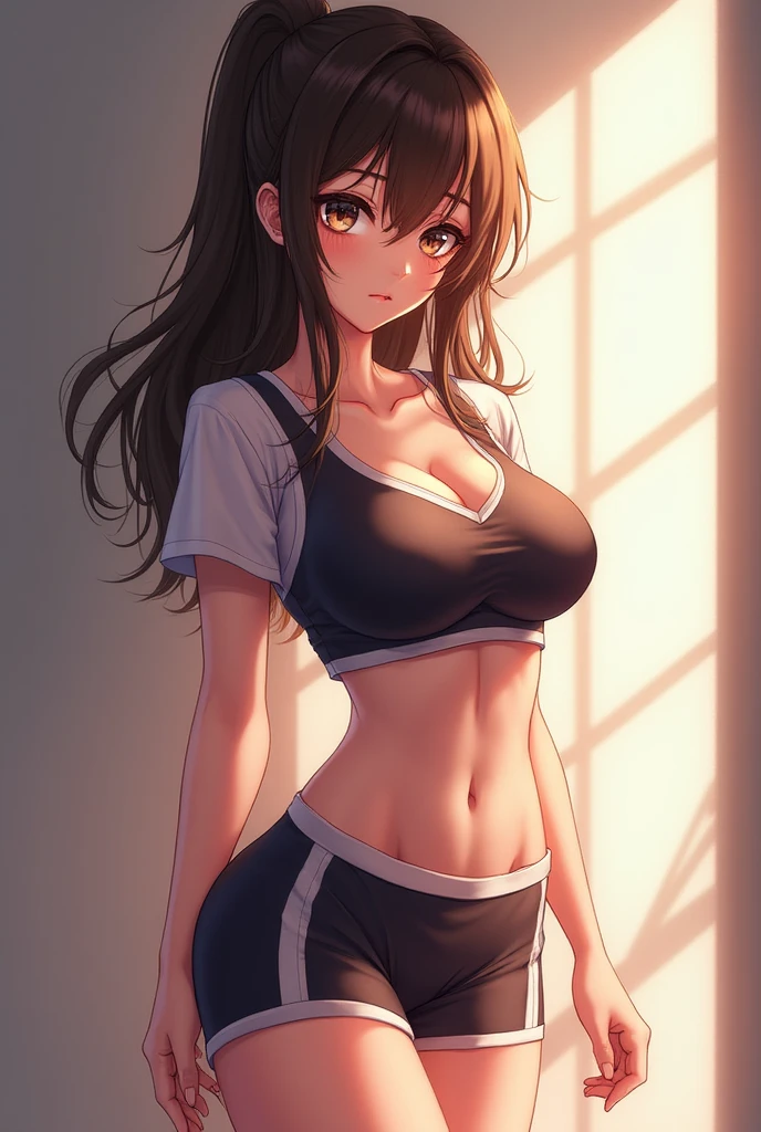 1 girl in, brown,Transverse breasts