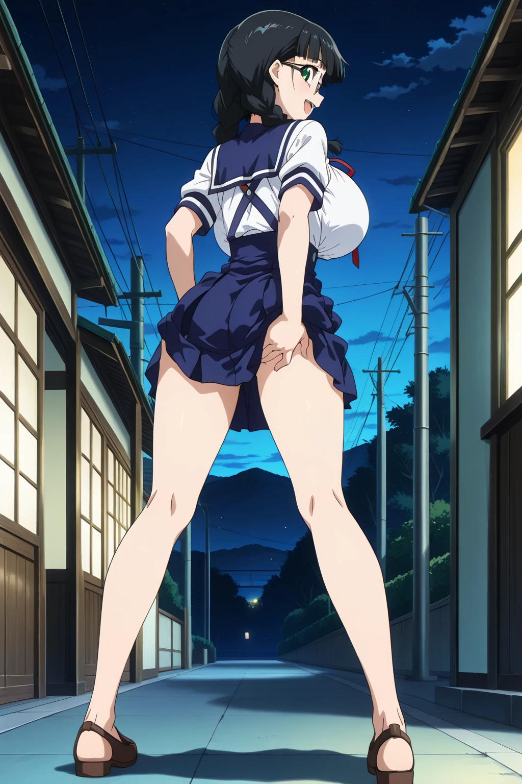 Anime girl in uniform walking down the street, official artwork, Anime visuals of cute girls, anime moe art style, Kantai Collection Style, beautiful anime high school girl, 8K!!, Rin, 8K!, Seifuku, Cute anime girl, Official art, by Jin Homura, kancolle, Smooth Anime CG Art, 3 poses before and after top-quality、Photorealsitic、8K picture quality、hight resolution、One Girl Unification、sixteen years old、Unification of hairstyles、skirt frills from、Half-taken clothes、Unbuttoned exposed breasts、Shot illustration in one illustration 3 Illustrations Pause the image from the front Posed image of underwear from directly below 3 poses where underwear can be seen through from the back Three Poses Sexy Front Le Underwear from low Angle from diagonally down trouser Angle from below the front hugging own legs Underwear is sheer