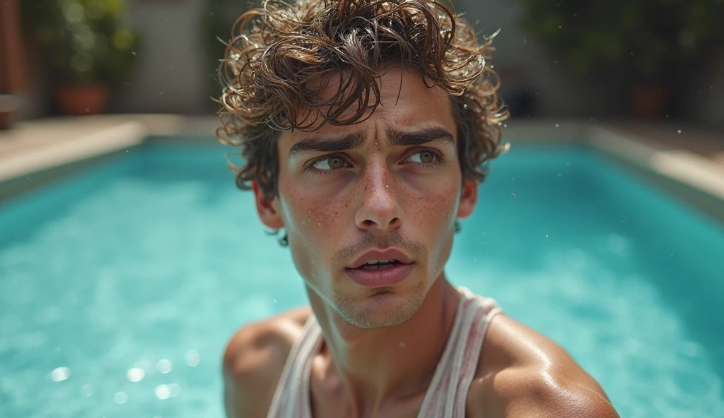 Timothée Chalamet, sweaty teen boy, in water, in japanese onsen, no clothing, far from camera, whole body, braces, age 19, wavy tiktok hair, boxer, bare feet, wearing no t-shirt topless, japanese onsen temple, short fine armpit hair, flexing, veiny arms, cute, tall, lean, not muscular, wispy pubes, muscular teen boy masterpiece, high resolution, feet visible, no shoes, very dirty feet, skinny, tall, foot fetish, tall boy, teen boy, braces, best quality, sticky armpit hair, sticky, glue on floor, wet floor, sticky clothes, drops on underwear, drops on shorts, sticky on shorts, drops on floor, sweaty face, sweaty hair, Dune by Herbert, Science fiction