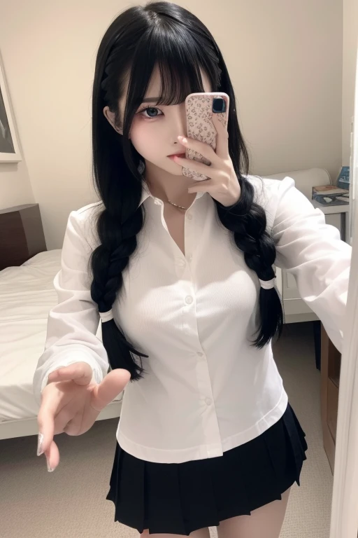 Wearing a white school uniform、brunette arafid asian schoolgirl, Those girls' The avatar is cute and exquisite, The smile is a bit cute, young and lovely Asian face, Young and cute Korean face, Cute and exquisite side face avatar, Beautiful Asian schoolgirl, Gorgeous young Korean schoolgirl, Smile is cute and charming, sweetly laugh, slight smile expression, 8K soft light portrait shooting,8K, Ultra-fine smooth black shampoo,straight, silky black hair,black long straight hair,Silky black hair trembling,Smooth black long straight hair,Her straight, Silky brunette dances non-stop,Smooth black straight hair keeps flying,Extremely smooth straight hair,Super Long Straight Hair,Very soft,black hair color hair, Straight hair one meter long,A Lot of Hair,Hair strands are clearly visible,The hair is thick,Top hair quality,The hair is too smooth,Hair is unusually smooth,The shine of the hair is dazzling,