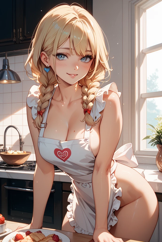 masterpiece、highest quality、Very detailed、An illustration、Beautiful fine details、One Girl、cute、Detailed landscape、Training Room Background:1.4、Platinum Blonde Hair、Braided Ponytail、Red camisole、((D cup breasts, Tank top showing underboob:1.3))