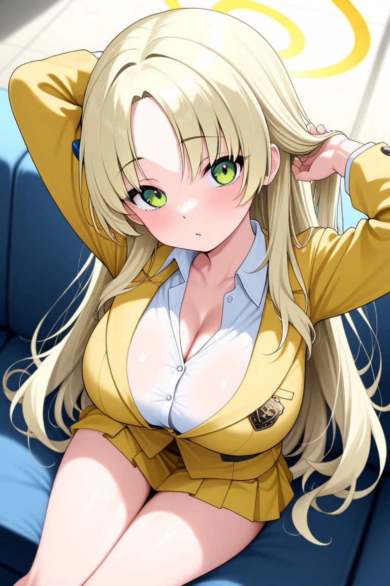 anime,Elegant mature woman,Perfect Eyes, blonde, Medium Hair, High resolution CG 8k, Beautiful CG, Soft Light,(Office Lady),masterpiece,Iris,Aesthetic Anime Eyes,