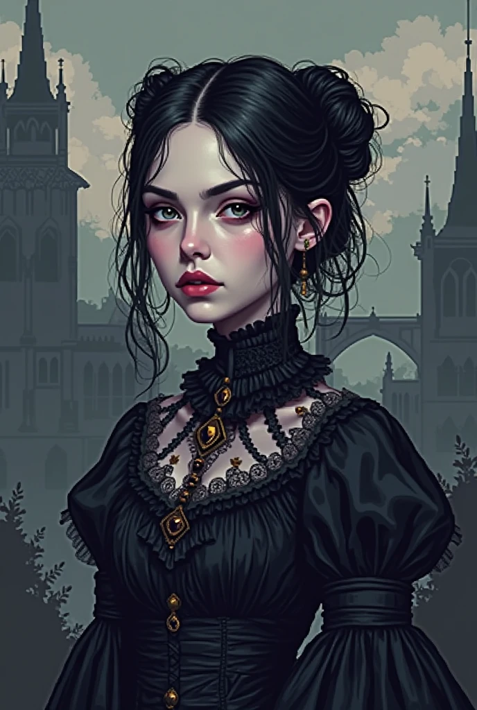 Beautiful portrait of l1z0l in a gothic composition with skulls and roses, ink and watercolor, movie poster, vampire movie, high resolution, many details, perfect anatomy, watercolor painting