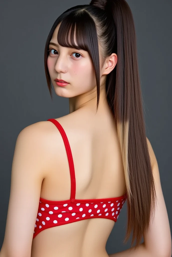 highest quality, Realistic, 8K, High resolution, 1 Girl, woman, (Skin dents), (Portraiture:0.6), nice, ((White Background, Completely , Small breas)), (Brown hair in twin tails, Parted bangs:1.4), Watching the audience, (1 Girl eyes Watching the audience:1.6), Realistic, (Bokeh), (Closed Mouth, smile:1.3), nice, Purelos Face_V1:1,Completely naked、
