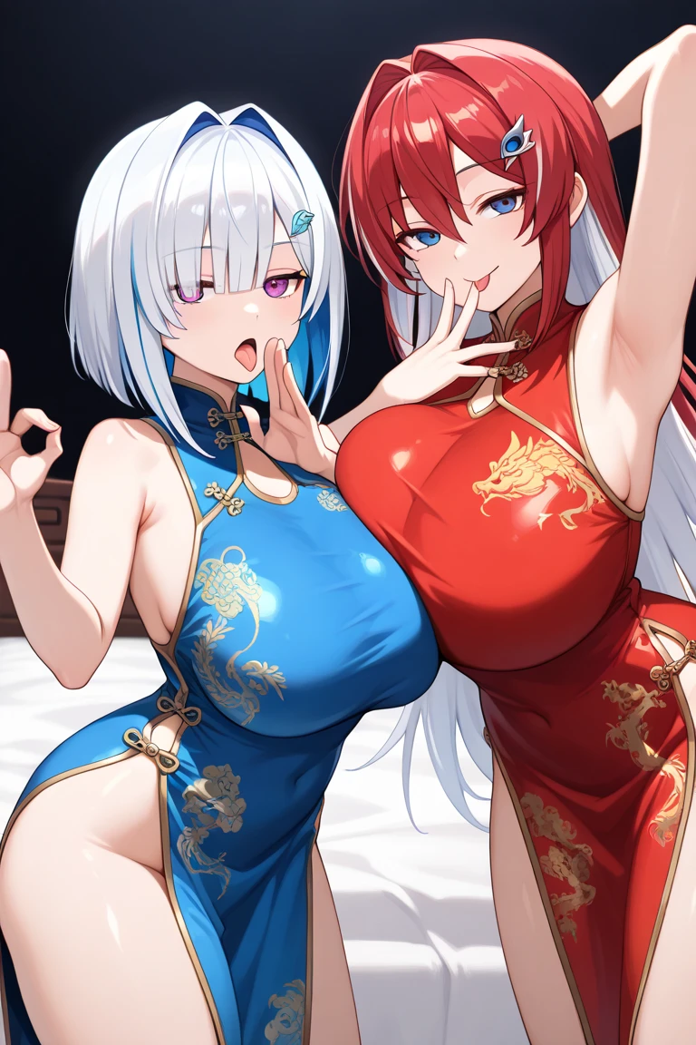 Nurse // alone chinese woman // big boobs // FIRE magic // bun hairstyle // red eyes // white lingerie with pantyhose and garter belt // red uniform nurse with hat