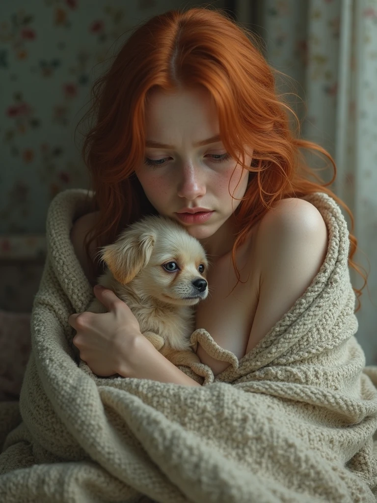 WOMAN NUDE BREASTFEEDING PUPPIES