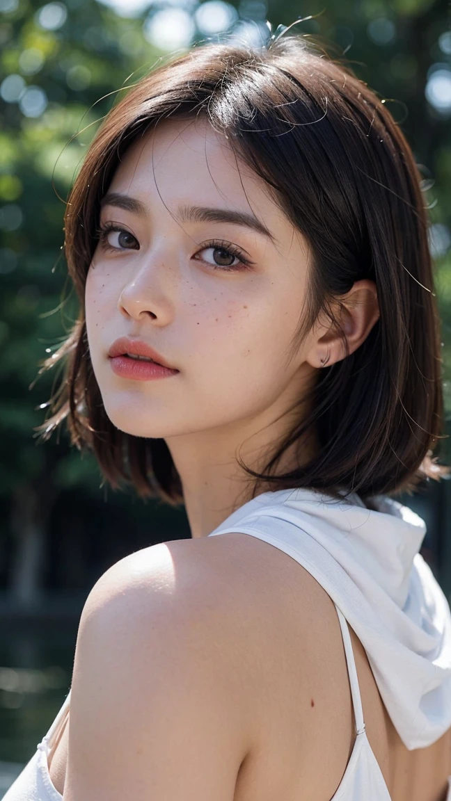 Very detailed CG Unity 8k 壁紙, Highest quality, Very detailed, masterpiece, Realistic, photo Realistic, Very detailed cute girl, Age 25, logic, 腹logic, Round eyes, Audience, blush, Part your lips, Half Body Shot ,
Sportswear , Gym , short hair