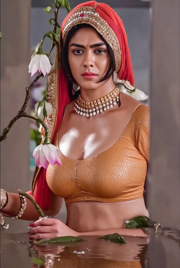 Wear a bridal saree big clivange big boobs
