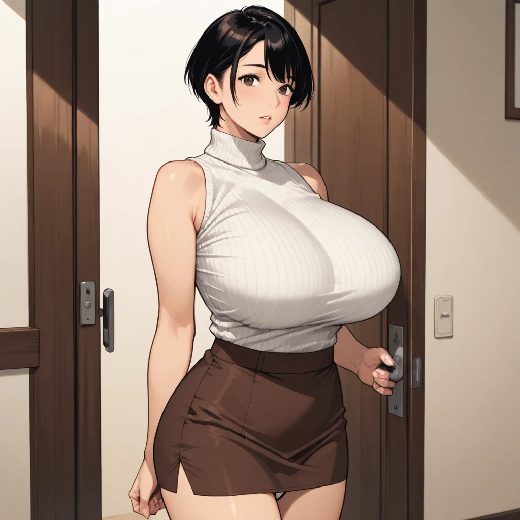 (masterpiece, best quality:1.2), 1girl,age difference,(1boy, faceless male),breasts,blush,looking at viewer,white clothes