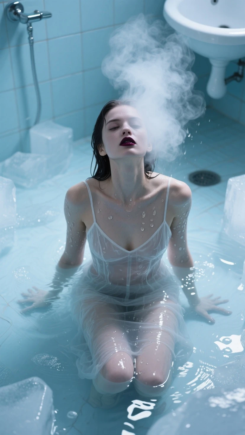 Adriana Lima, thick brown hair, chaude menue, Fille ukrainienne, Wavy brown hair, Dasha Taran, jolie belle brune, (((une Belle femme))), ((((1 woman)))), Cyborg Woman emerging from a Vat of Milky liquid, top half of her body is visible, (((She is coming out of the liquid towards the camera))), (((See Through Body, Clear Glass body))), (((Electronic Systems inside body clear to see))), Detailed Brain in Sight, Detailed connection wire, mechanical limbs, tubes connected to the mechanical parts, mechanical vertebrae attached to the spine, mechanical cervical attachment to the neck, wires and cables connecting to the head, (((In a Pool of White Liquid)), Cybernetics, Cyberpunk, Canon M50, 100mm, Sharp Focus, Hyperrealism, Very detailed, Intricate Details, Full Body View, small glowing LED lamps, global lighting, deep shadows, Octane Rendering, 8K, Ultra Sharp, Metal, Intricate Ornament Details, baroque details, Very intricate details, realistic light, facing the camera, neon details, (android manufactory in background)