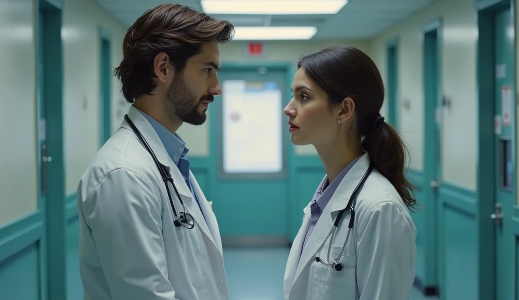 Aishwarya Rai as surgeon, wearing green scrubs, wearing skull cap, wearing surgical glasses, embracing male patient in her chest, in operation theatre, fullbody view, topdown view,
