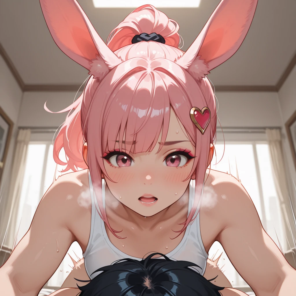 score_9,score_8_up,score_7_up, anthro female sylveon, naked, nipples, vagina, blowjob pov, cum, indoors.
