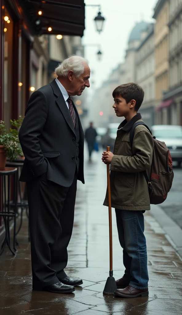 a young boy in a wheelchair and a elderly man in the background