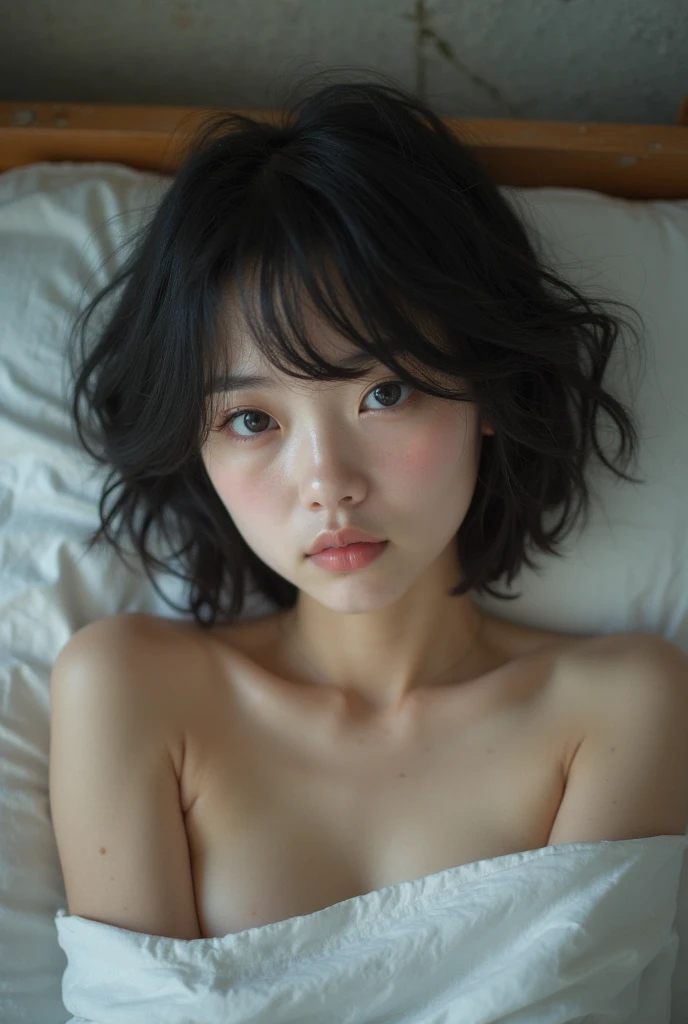 (Highest quality:1.2),Background Blur,Bedroom,,(Perfect beautiful face:1.2),(Perfect and beautiful posture:1.2),(alone, Naked young Japanese girl lying in bed,She is naked and has no rights),(Confused:1.3,Embarrassing), Shyness:1.1,((Flat Chest:1.3)), Black Hair,(Sweaty, Sunburned skin),((Frightened expression,The pupils constrict:1.3,tears)),Put your arms down,Weapons ban,(Semen in hair,:1.3),A muscular black man erects his penis next to his girlfriend:1.3 ((Best picture, Best picture quality, )))sex, ((keeping her beautiful breasts facing up, sweaty all over)), (blushing)(tears)((open mouth and breathing hard)), pink wet pussy, sweat, drool, love juice, breathing hard, out of breath, embarrassed, excited, drunk, enjoying sex, on bed, resisting Not, Intense sex, Loving, Feeling happy, euphoric, Convulsions, Loving, Feeling happy, euphoric, Convulsions, Lying on back on bed, Lack of strength, Unable to resist, Tits being squeezed, Boy getting on, Kissing, Deep kissing, Tongue involved