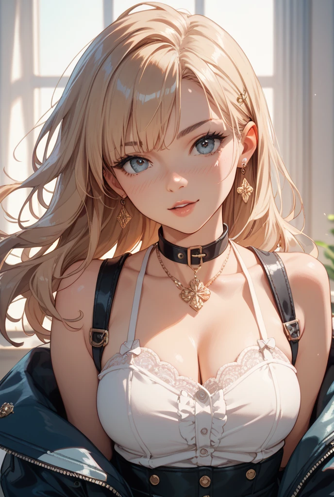 ((Biologically correct number of limbs))、((natural finger shape))、((full body shot, Full body photo including face、head to toe photo))、standing position、[NSFW]、4K、masterpiece、((focus on the face))、((Symmetrical facial features))、Eyes of minute description、Beautiful woman、outstanding style、beautiful clavicle、beautiful legs、slender body、(small ass、thin thighs）、(high heels）、Detailed depiction of faces、small earrings、necklace、Low - Angle、(Upper body off shoulder sweatshirt、plaid skirt）、Holiday morning scenery、