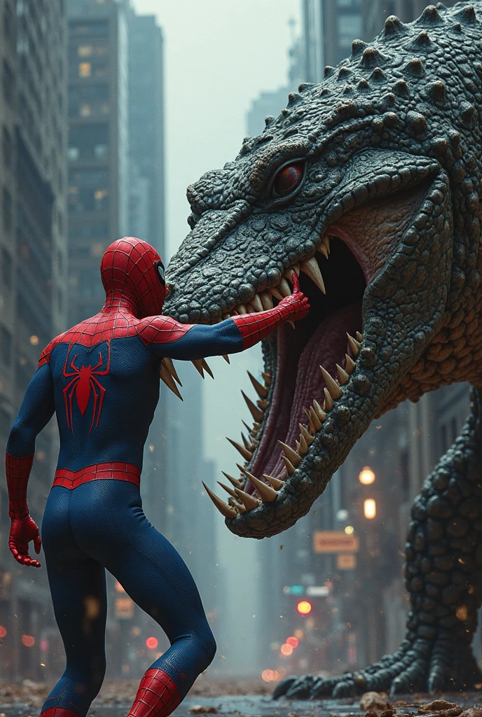 Tiger spiderman punch dragon spiderman