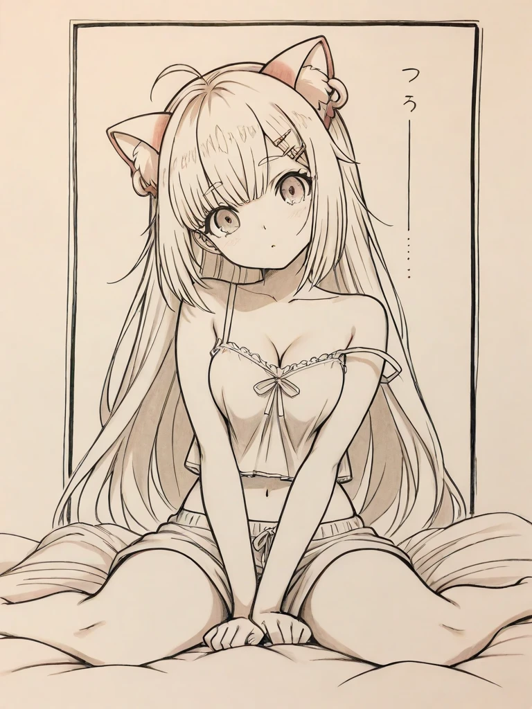 <lora:animeLineartStyle_v20Offset:1>, (1girl), lineart, detailed, big breasts, thighs, lap pillow, evil smile