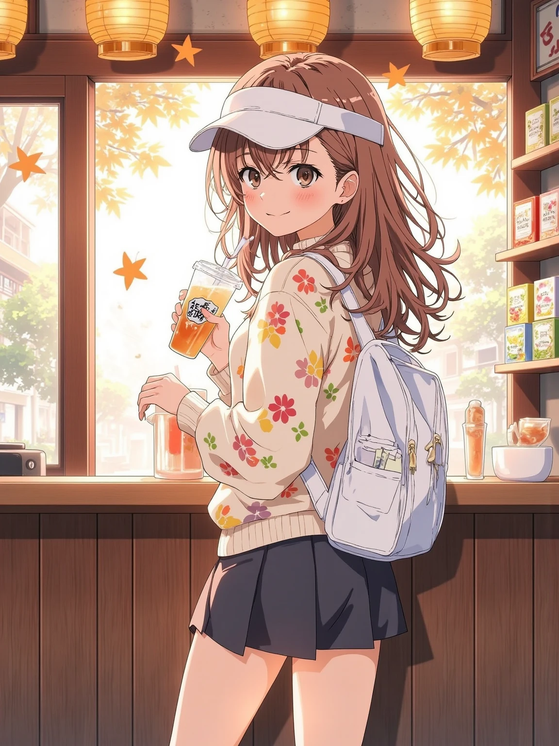 (Cute older sister:1.3)、 smile,springの雰囲気、spring、lunch、coffee shop、Office Casual,Brown Hair,Shortcuts,Messy Hair,Slender beauty,Small chest,Beautiful feet,fun