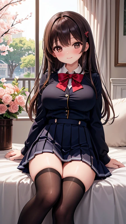 very cute and beautiful girl,(highly detailed beautiful face),(smile),blush,looking at viewer,
(white blouse with detailed frills),long sleeve BREAK sitting on white bed sheet,(spread legs,white panties),
hair ribbon,black hair,(scarlet plaid mini skirt)
BREAK antique bed room,victorian gorgeous furnitures,
(best quality,masterpiece:1.0),absurdres,highres,ultra-detailed,extremely detailed,32k,8k resolution,
intricate details,cinematic scene,detailed background,solo,dynamic angle,