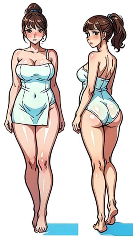((masterpiece)),(((best quality))),((character design sheet)), ((full body view)) illustration,Catalogue of sex slaves,1girl, thick thighs, ((detailed face:1.4)) Just the right kind of 14-year-old japanese sunburn pregnant kuro Gyaru for promiscuous sex friend, rough sketches, between breasts,big breasts,vaginal secretions,wearing an short apron without any clothes on and Chain of sex slaves,hair accessories,seductive grin smug,solid color backdrop, clean backdrop,