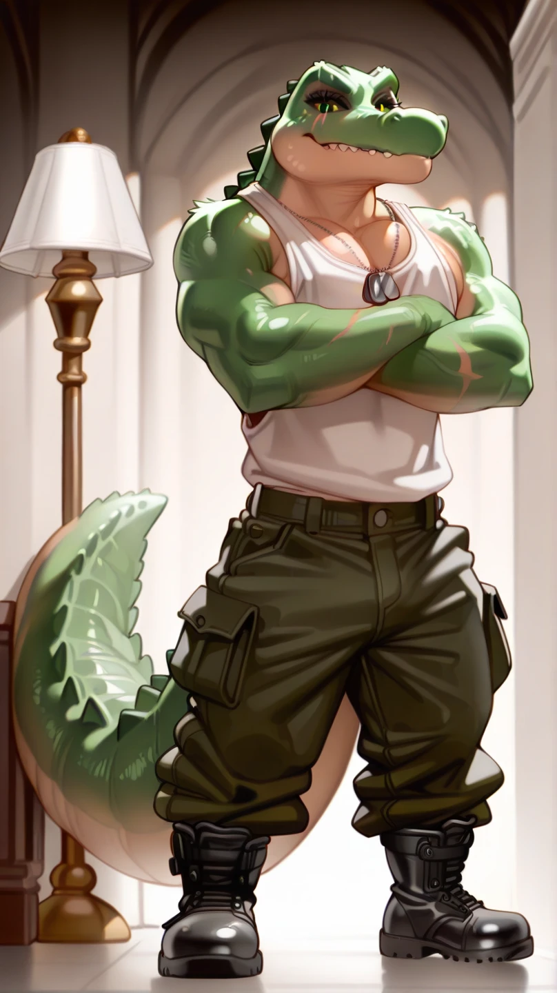 A semi-medium long flaccid penis with foreskin visible, nsfw, Allosaurus, digital_art, briefs fall, a men's public bathroom, urinals, toilets,
camouflaged military pants down fall, nsfw,  open mouth, Stick out her tongue, teeth, muscle, high_quality, 3d, solo,  pee, ass, full body, pubic hair man,full model, good_???????, high_res, realistic, 1boy, chibi, shading, detailed, high_resolution,  (detailed eyes, expressive eyes:1.2),   ((Detailed realistic image)), (hi res), (anatomically correct:1.1), crazy details, anime, bodybuilder,