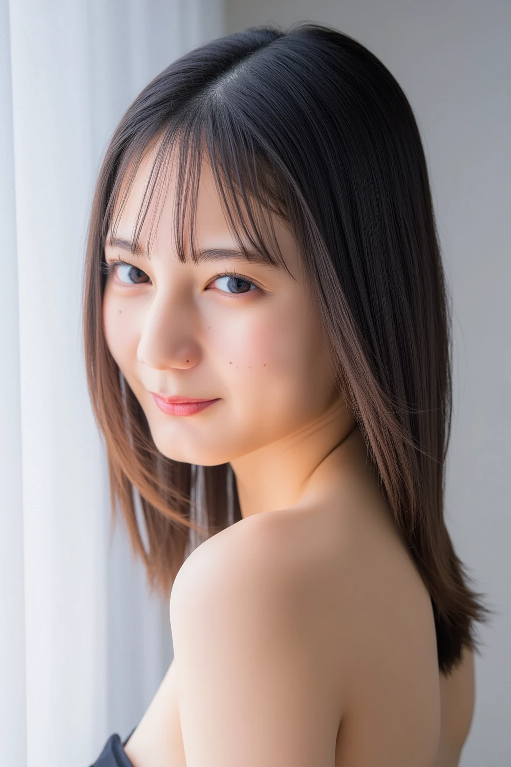 (Highest quality、Tabletop、8k、Best image quality、Award-winning works)、One beautiful woman、(Face close-up:1.2)、(Super bright and radiant skin:1.3)、Very bright、(The simplest white background:1.4)、Lustrous and bright lips、Accurate anatomy、Ultra-high definition beauty face、Ultra HD Hair、Super high quality sparkling eyes、(Ultra-high resolution glossy skin:1.1)、Super high quality glossy lip、Look straight ahead、Side view