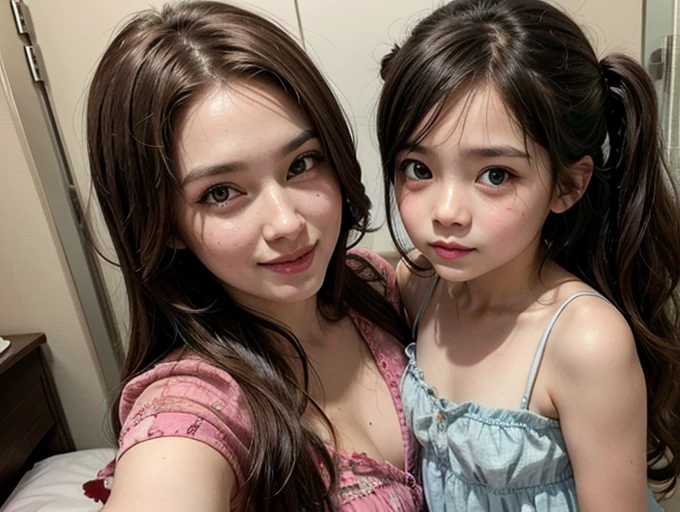 Caucasian、female、Brown Hair、Children