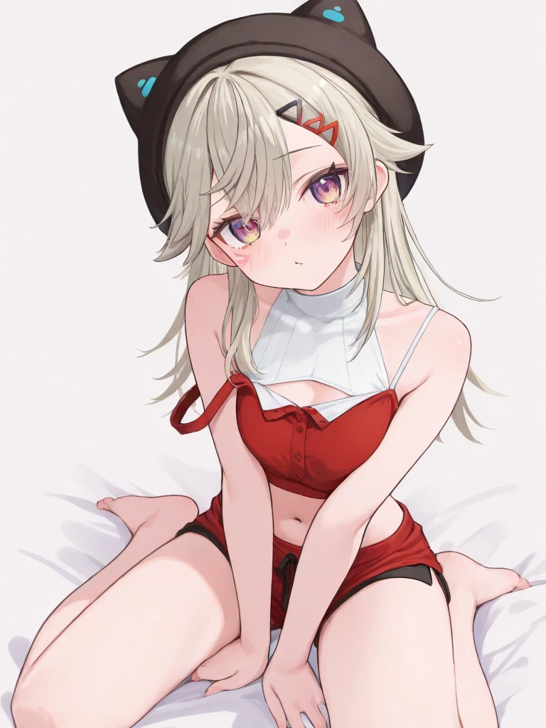 (8K, Best Quality, Ultra Detailliert, Highres, Absurdres, Perfect Anatomy:1.5, Masterpiece:1.5), (((Solo, 1 Cute Girl))), (((perrine h. clostermann, perrine clostermann))), (((Yellow Eyes))), (((Black Glasses))), (((Long Long Hair:1.4, Bangs, Blust Bangs, Blonde Hair))), (((Black Cat Ears, Black Cat Tail))), (Slender Body, Dwarf:0.7), (((Flat Chest or Small Breasts:1.0 or Small Breasts:1.5))), ((Big Hips:1.1)), (Smile:0.8), (Blush:0.7), (((Bikini))), (((Micro Bikini))), (Full Body), (Heart, <3), Arms Up, Sexy Pose, (((Spread Legs, Squatting))), ((Simple BackGround, White BackGround, Warm Colour BackGround)), (On All Fours:1.3),