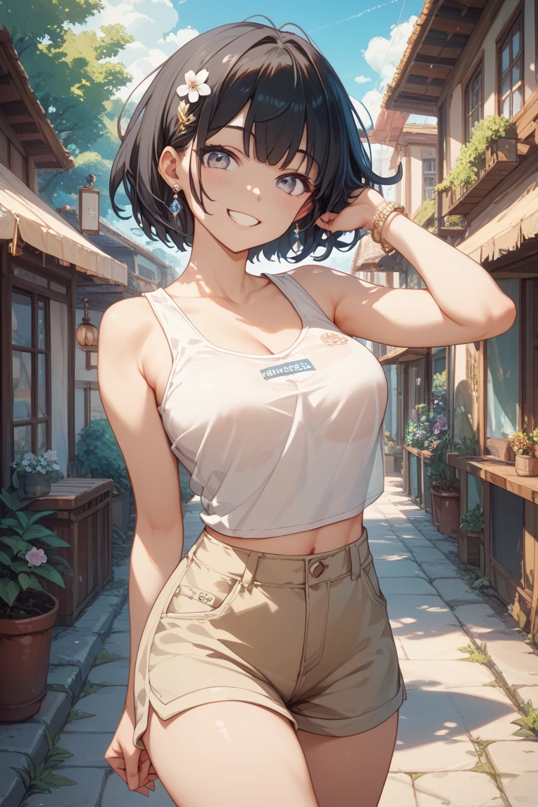 8k high quality detailed,highres,comic,anime,detailed image,
(an illustration of a teenage girl posing,magazine_sheet, (an illustration of girl,teenage girl)),(magazine_illustration),[multiple view manuscript],(fashion magazine),
((1girl,asian_female,hazel hair, very short hair, black eyes,skinny|thin,curvy, medium breasts):0.8),(Pout),
(raver,dancing,rave,wearing fiber optic led dress,EDM festival),detailed_face,realistic_skin_texture,
(, thai slave clothes,thai slave strapless shirt,thai slave pants,breasts_squeezed),realistic clothing texture,<lora:thai_slave_clothes:0.55>