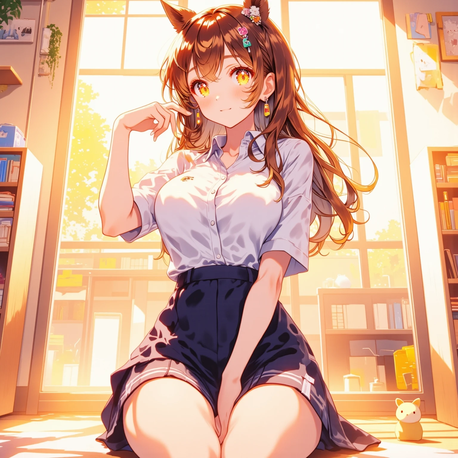 anime girl, Brown hair, 25 years, fun, empathic, affectionate, with love to the axolotls.