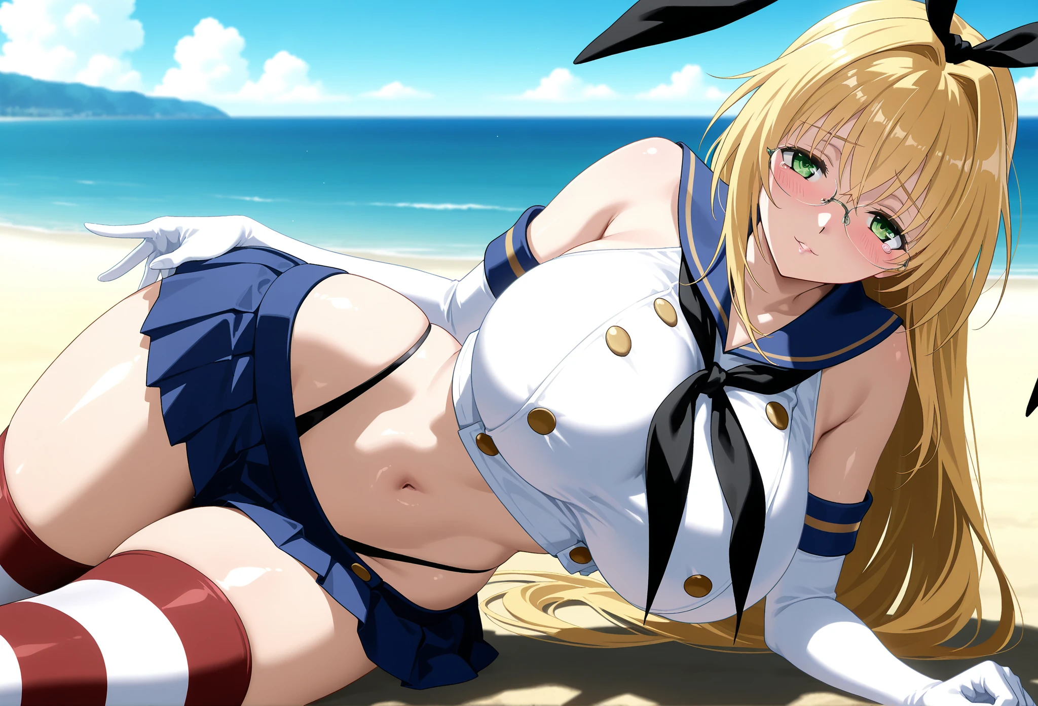 ((Highest quality)), ((masterpiece)), (detailed), (Surreal), (Consciousness upward), (High resolution), (8K), (非常にdetailed), (The best Consciousness upwardneatiful detailed eyes), (Highest quality), (超detailed), (masterpiece), (Correct Anatomy:1.6, Ideal body proportions),
bikini、Blue swimsuit、Ocean、background、Embarrassing、Big Breasts、Wet Skin、浮き出たNipples、Body lines、Beautiful woman、Pussy、blush、Beach、Spread your legs、Grab my chest、
Grabbing your with your hands、Nipples、breast、Sweat、Water Drop、Lift the chest、Sexy pose、