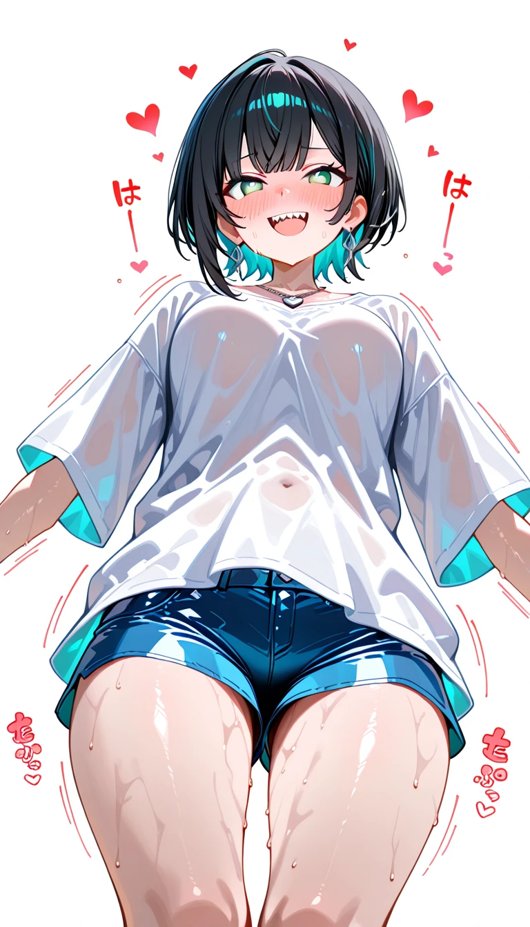 BREAK Perfect Anatomy、(High resolution:1.2)、Incredible illustrations、(Cute illustrations:1.2)、
(nsfw)(hip focus,) （Beautiful background（bushes in the park))
1girl((brown hair,asymmetric bangs, tanned skin: 1.3,blue eyes,fang)1girl( (( shirt, hot pants,thigh-high socks,
sandals),shirt lift shirt,bottomless,))(heavy breathing:1.3 ,vulgarity,pussy juice),Kneeling,