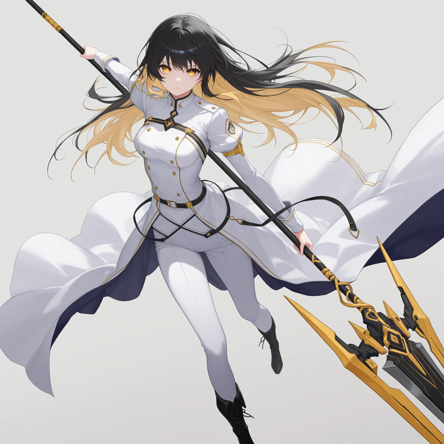 ((masterpiece, best quality)), ((1girl)), ((white tuxedo)), ((black mask)), ((black gloves)), (holding a longsword), (dark aura), (black tie), (stockings), (black military boots), ((dark brown long straight hair)), serious, (black eyes), rosy cheeks, (silver wristwatch), dynamic angle, nighttime, starry background