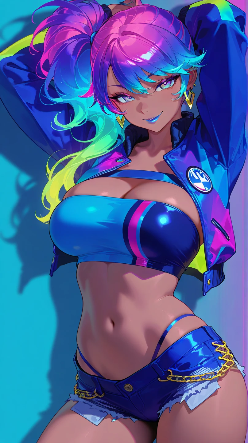 Beautiful girl, beautiful face, paint, colorful, shirt, jacket, big breasts,