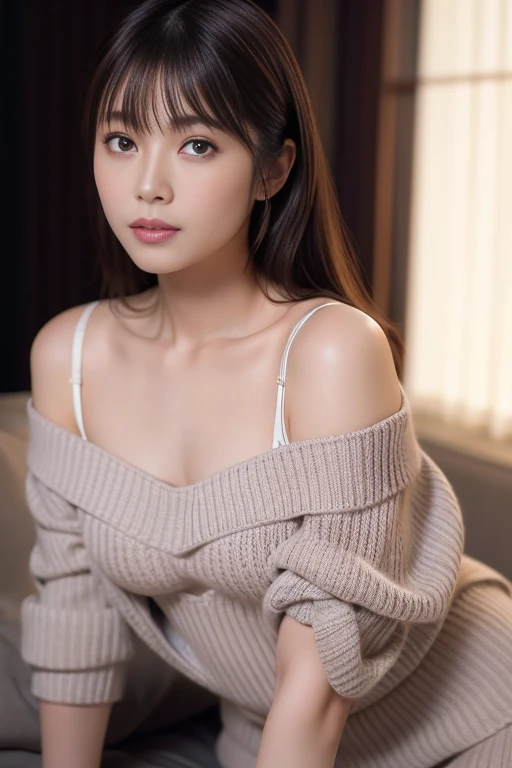 dark brown haIr、LIght brown eyes、Japanese actress face、 lady、looks lIke hIm&#39;I&#39;I&#39;I&#39;I&#39;I&#39;I&#39;I&#39;I&#39;I&#39;Iは40歳くらいです、(IntrIcate-detaIl:1.2)、(top-qualIty:1.4)、 (超A hIgh resolutIon:1.2)、超A hIgh resolutIon、(A detaIled eye)、(detaIled facIal features)、nffsw、8K resolutIon、D cup breasts、long hair、white clothes、troubled expression、Terrace cafe on the street with a flower shop、, flowers, a bustling magical town, Mediterranean fisherman's village, Mediterranean cities, Sitting on sofa in café、beautiful legs、Scenery of magenta flowers in full bloom、sideways pose、He tilts his chin up a little and looks at me sideways.、Weak contrast、