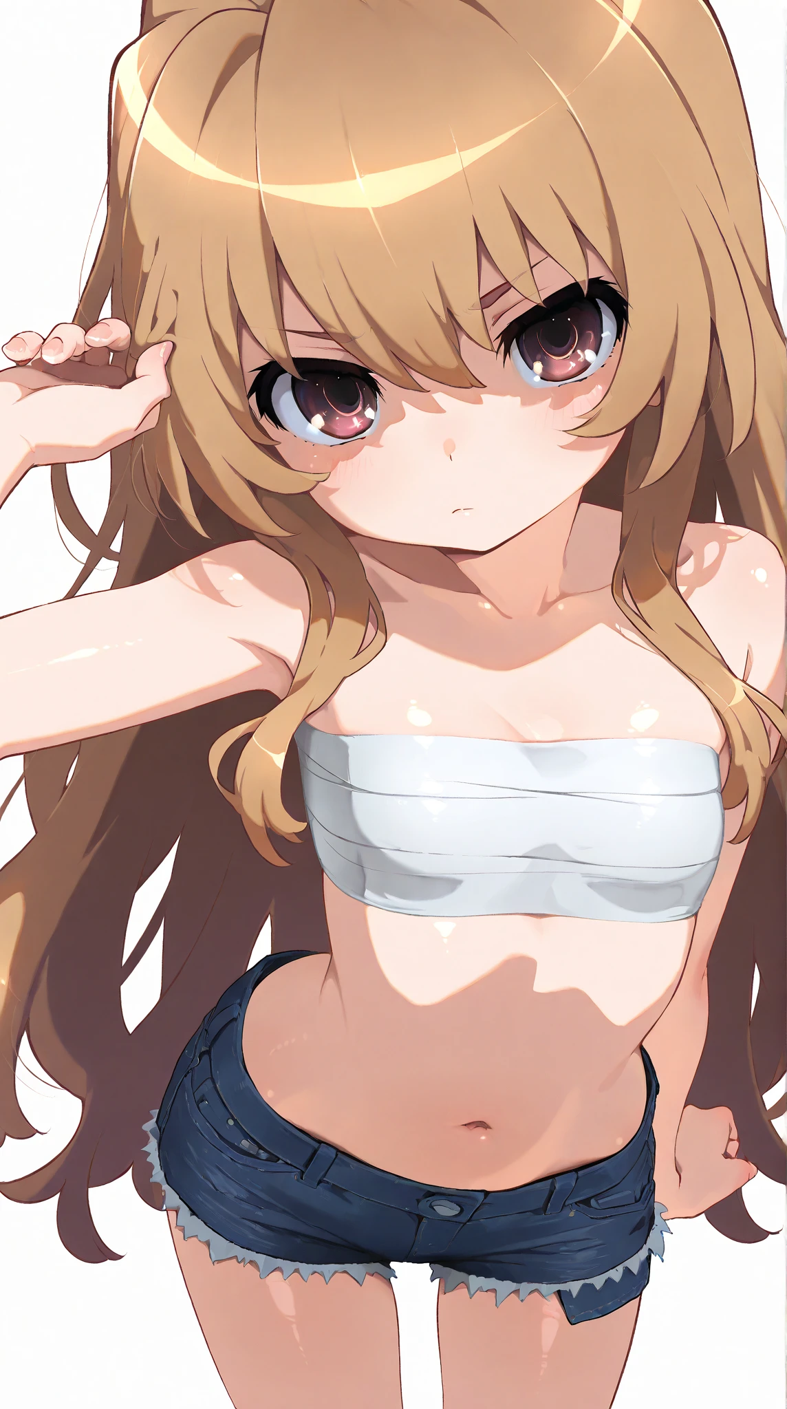 (In underwear)、White and gold underwear、sexy pose、(raise both arms)、