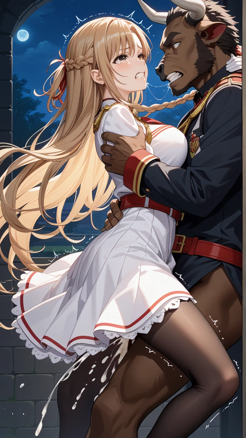 ((beautiful face:1.1)),((1girl, 1black man, kiss, old, groping:1.5)),
(masterpiece, highest quality:1.3), (Very detailed), {shape, Studio Light, Picturesque}, [Best Shadow],
break
(KonishiCSA)_(ShizumaCSA),
break
(Perfect Anatomy), (Symmetrical eyes, Beautiful Eyes), (Sharp eyeliner, Beautiful Face), (Brown eyes eyes),
break
nice hands, Perfect hands, Guido Daniele,
break
1girl, alone,
break　
 Yamato_\(Kantai Collection\), 
(original_Costumes), headgear, Sailor collar, independent_sleeve, red_skirt, Pleats_skirt, black_Knee socks, just_shoulder,
break
(Ahegao, blush, Sweat, Open mouth, Rolling eyes, Tears, Tongue out,)(Parted lips),(Feeling weak),(I close my eyes and feel weak),
