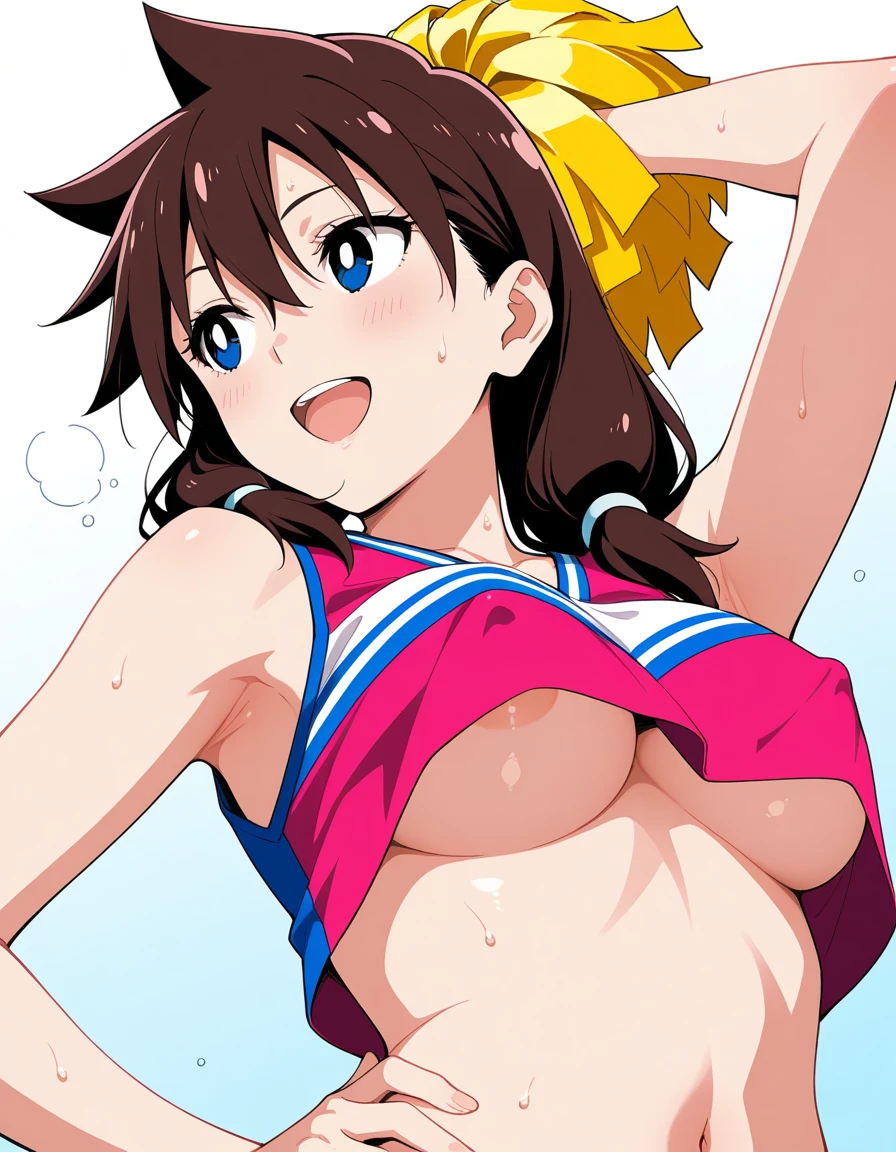 masterpiece, super fine illustration, best quality, light particles, ultra-detailed, (bright colors:1.2),animated painting, ((anime screencap:1.2)), front view, breast focus,
solo, (1girl),black hair,short hair,bob cut,brown eyes, (flat chest:1.5),
(embarrassed,in heat,orgasm:1.3),
camisole,(trembling:1.4),erect nipples,
(white background:1.2), no background,