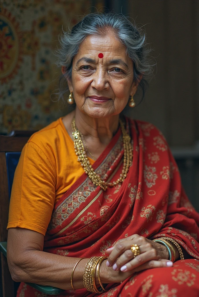 An old mother is becoming Bapu Gandhi from green chilli.
