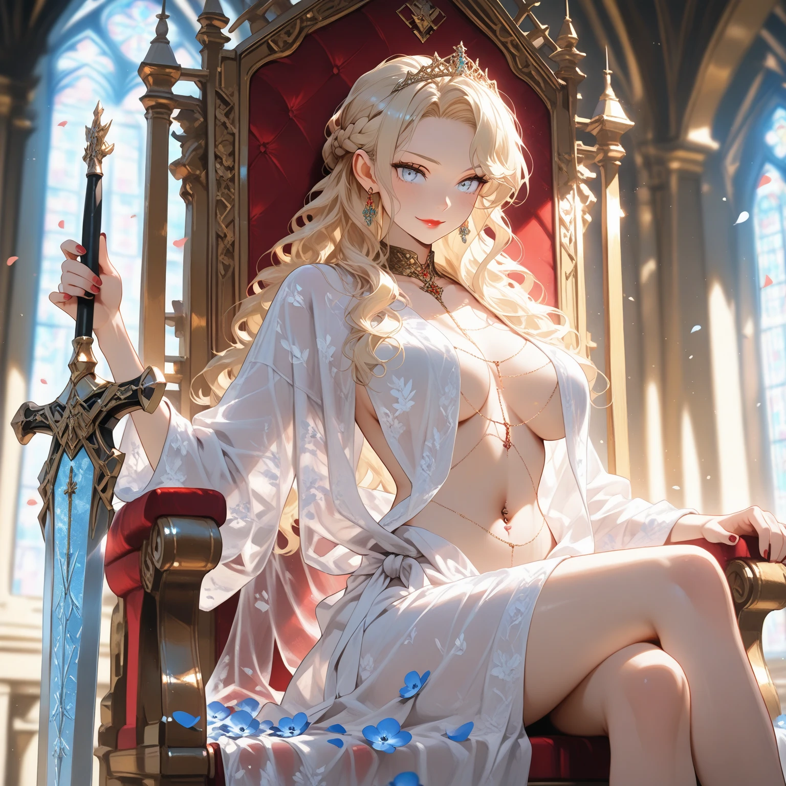 masterpiece:1.4,best-quality,Super Detail,Very Delicate and Beautiful, ((( nsfw, beautiful woman, royalty dress ))), very gigantic breasts, cleavage, very slender, off-shoulder, perfect face, beautiful eyes