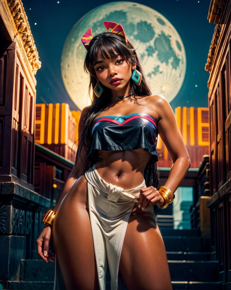 (Jessica Alba), woman with pink and blue makeup and a pink and blue jacket, brown girl in a cosmic dress, cartoon look, ava max, eyes large, straight straight style, long brown hair and eyes large, ahegao face, alexa grace, wearing atompunk jumpsuit, inspired by Lisa Frank, perfect ass wearing a colorful thong, beautiful underwear back view, captured from behind, Floss with rabbit and holes, see the loot, Sony FE, ultra HD, texturized skin, awardwinning, retina, work of art, 4K, high resolution, best qualityer