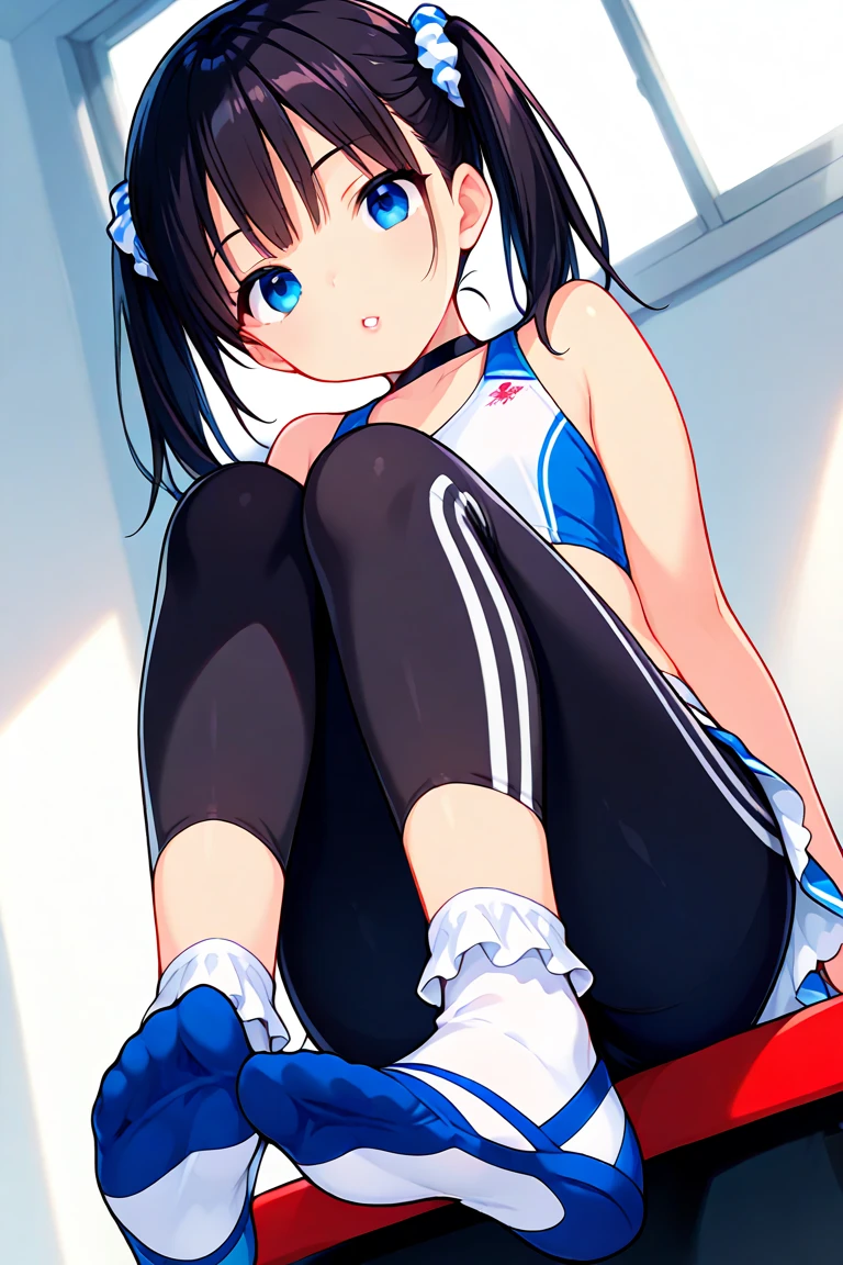 (masterpiece), (best quality),
make up, blush, earring, sneakers, 1girl, sports bra, pantyhose,